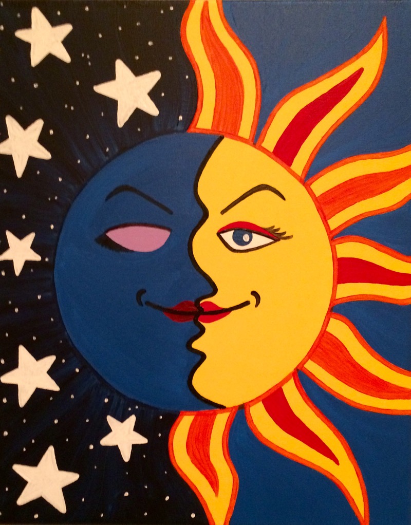 easy sun and moon painting