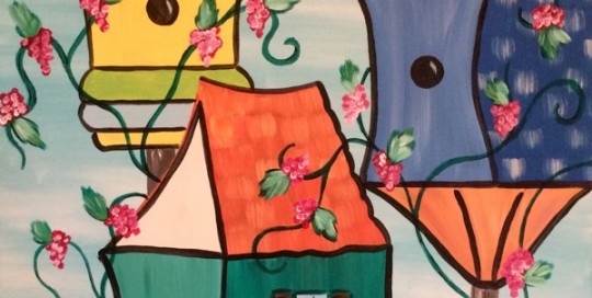 Flowered Birdhouses