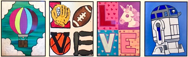 5:30 - 7:30pm Kids/Family Canvas Session and Pizza Party