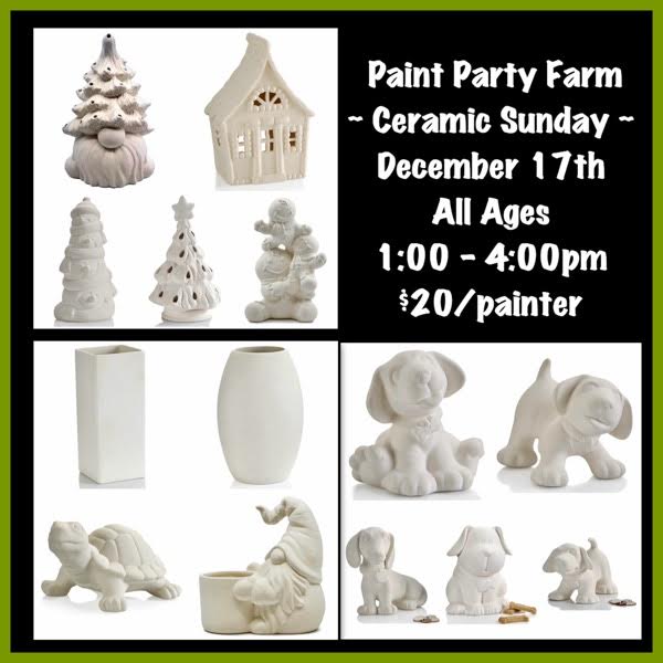 1:00 - 2:30 OR 2:30 - 4:00pm Public “All Ages” Ceramic Paint Session